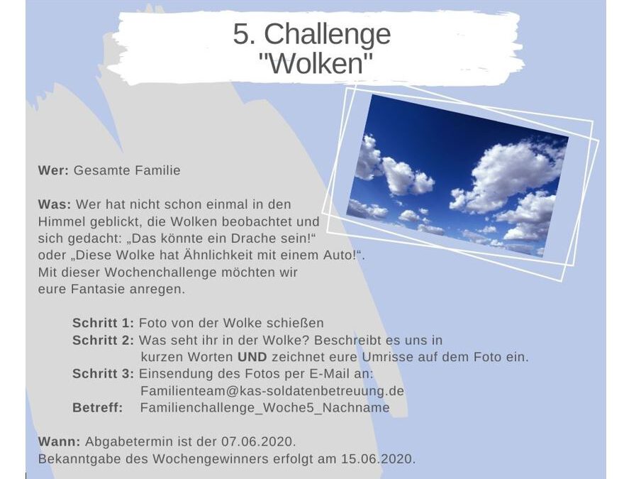 KAS Familien Challenge 2020 für Bundeswehrfamilien – Die 5. Challenge: "Wolken"