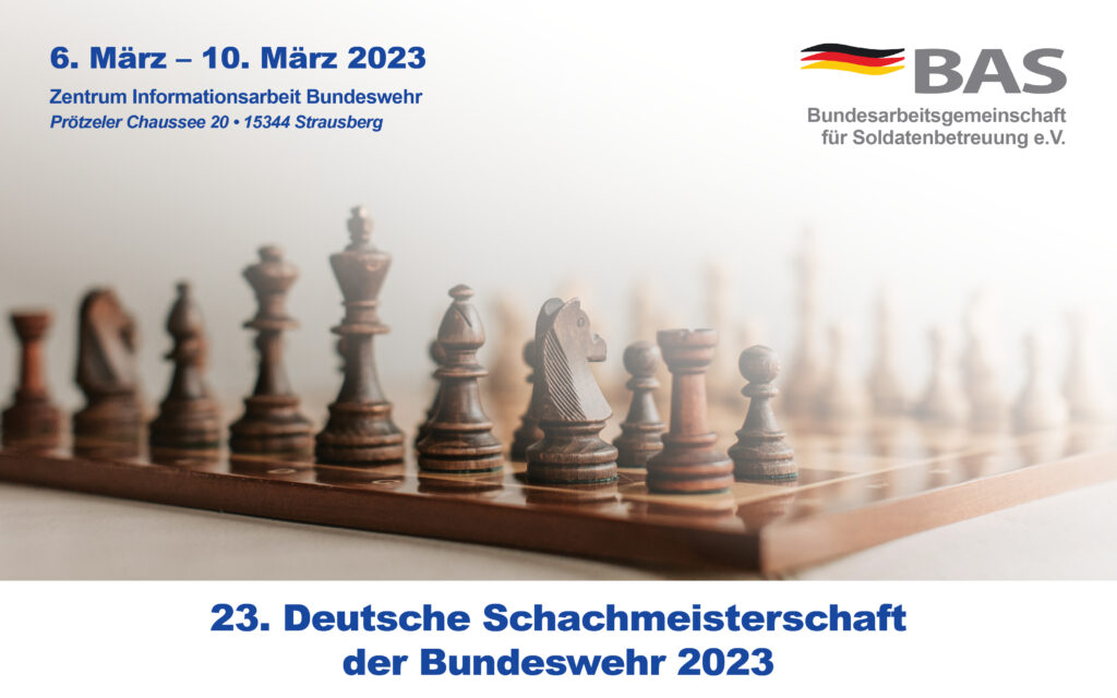 Anmeldungen für die 23. Deutsche Schachmeisterschaft der Bundeswehr ab sofort möglich.