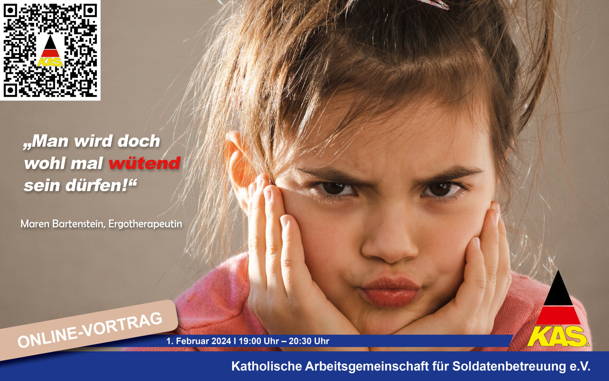 Bild für Online-Vortrag zum Thema "Wut bei Kindern" am 1. Februar 2024